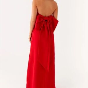Peppermayo Red Backless Dress with Bow